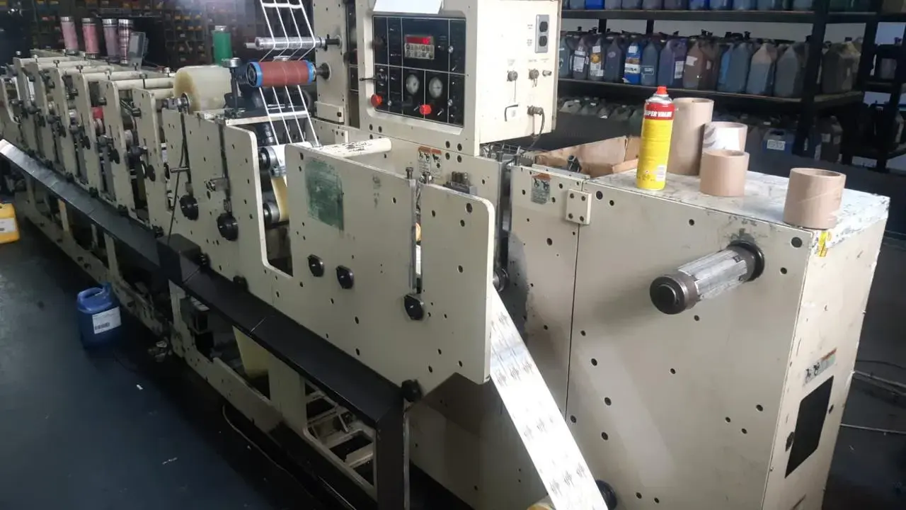 Labelman Packaging's modern 4-color printing press producing vibrant custom labels in our Johannesburg facility